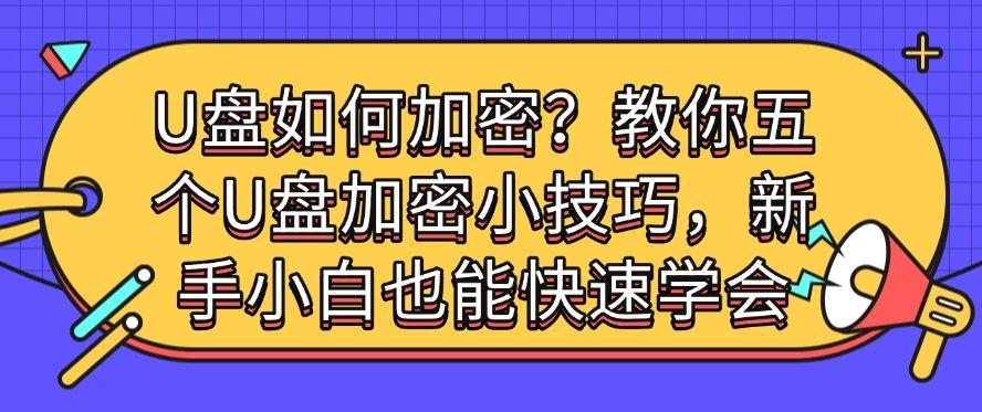 U盘如何加密？教你五个U盘加密小技巧，分分钟学会！(图1)